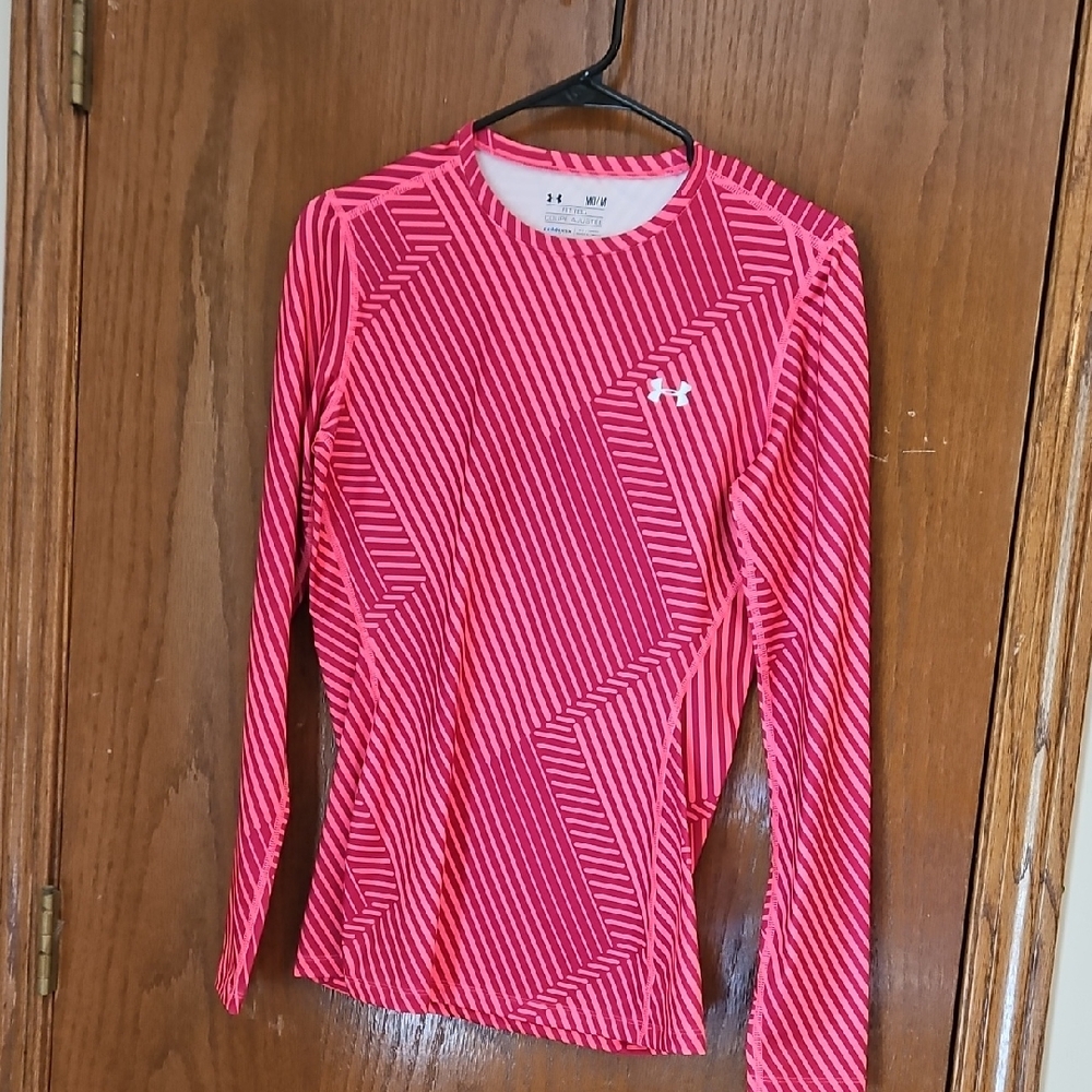 Under Armour Pink and Red Striped Top